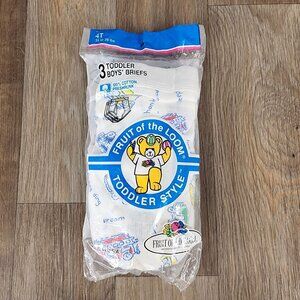 Vintage 1990 Fruit Of The Loom Boys Toddler Briefs 4T 3-Pack Cotton Preshrunk‎